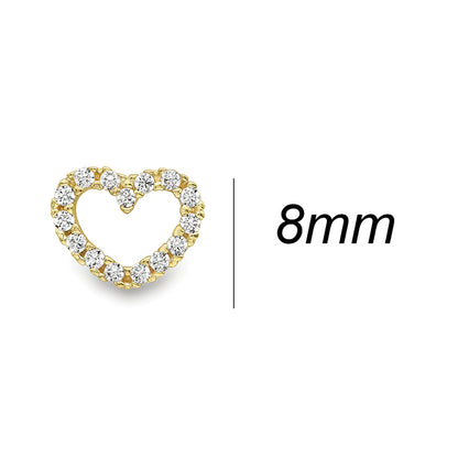 White Stone Heart Stud Earrings