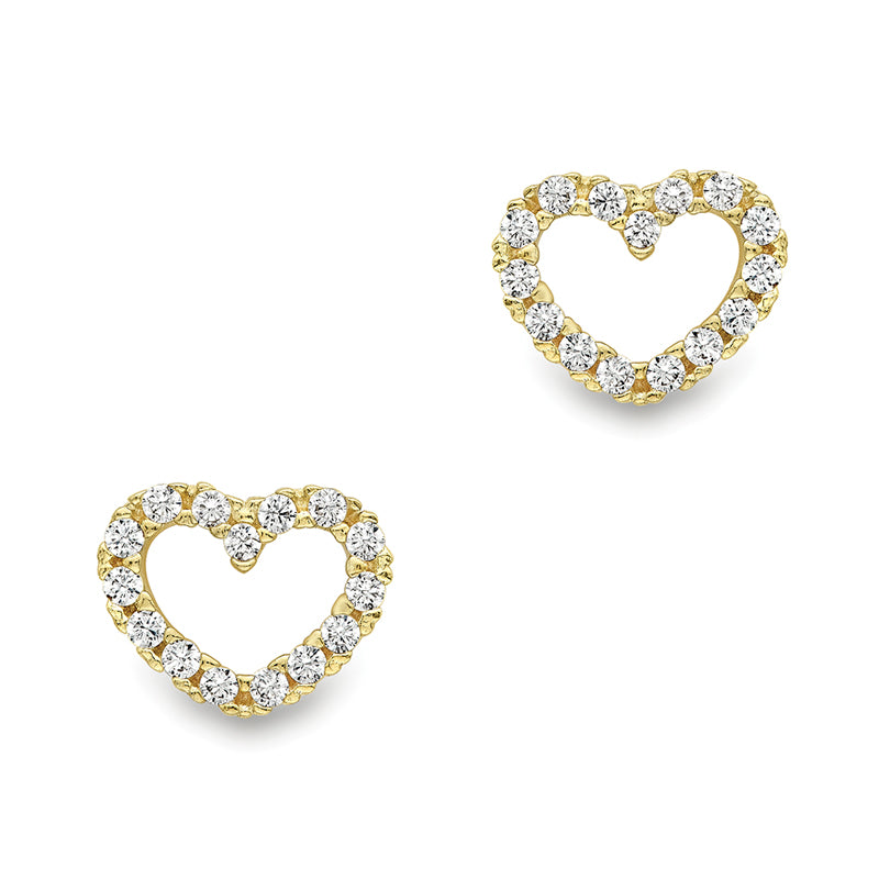 White Stone Heart Stud Earrings