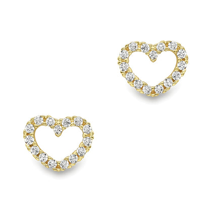 White Stone Heart Stud Earrings