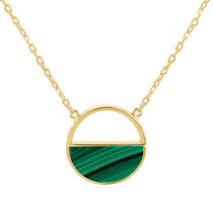 Half Malachite Circle Necklace