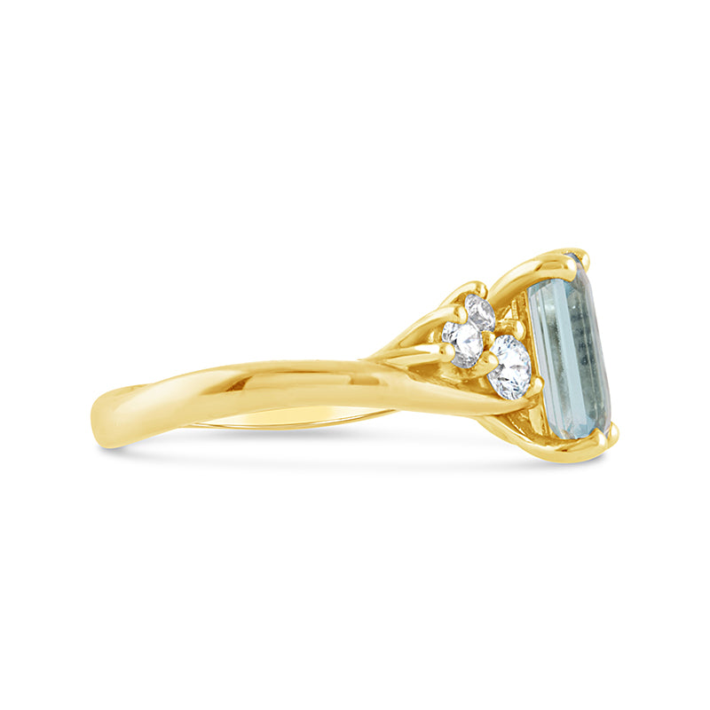 Beryl Aquamarine &amp; Diamond Ring