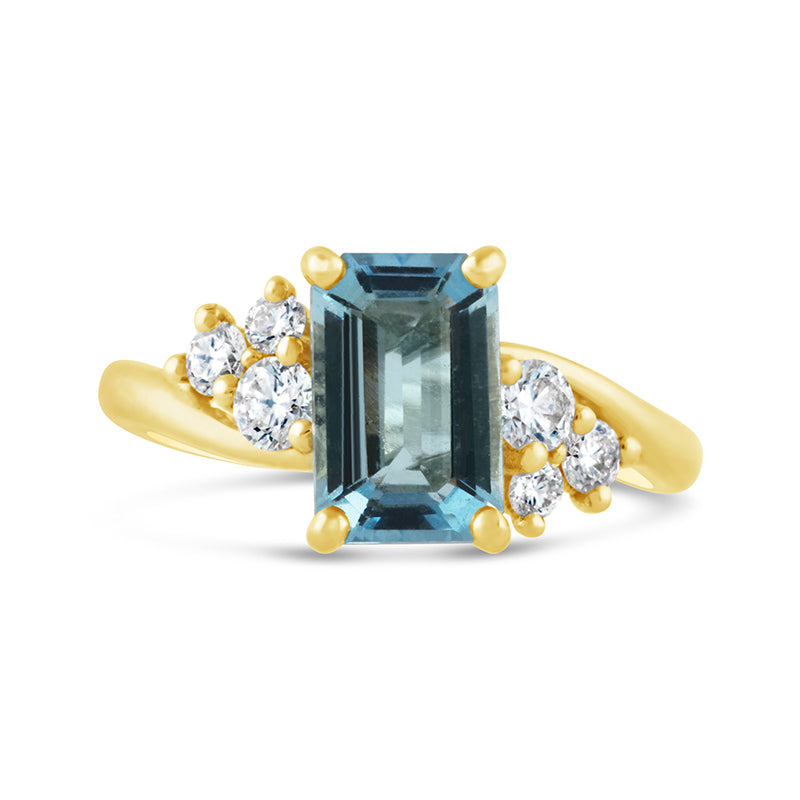 Beryl Aquamarine &amp; Diamond Ring