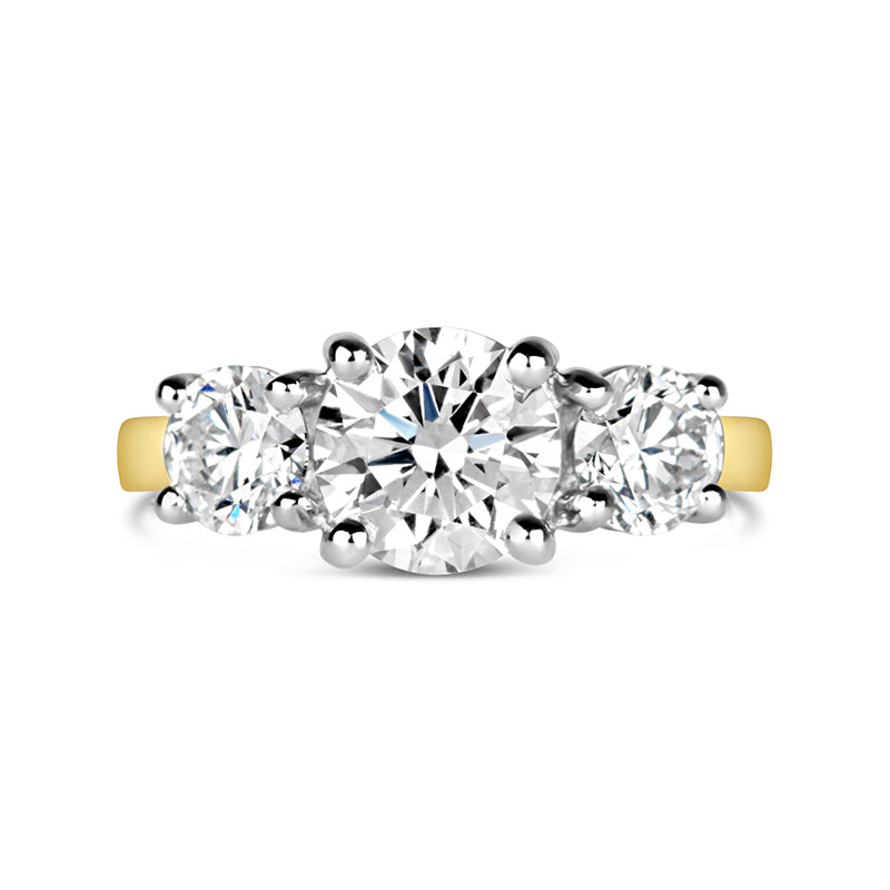 3 Stone Round Brilliant Solitaire Engagement Ring 2.11ct