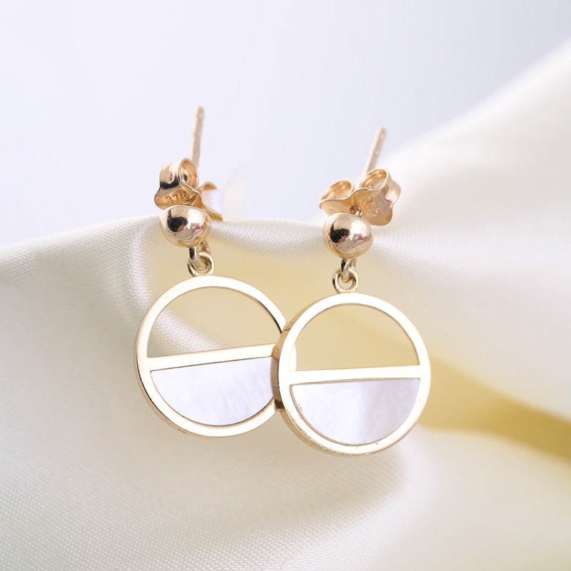 Half Pearl &amp; Circle Drop Earrings