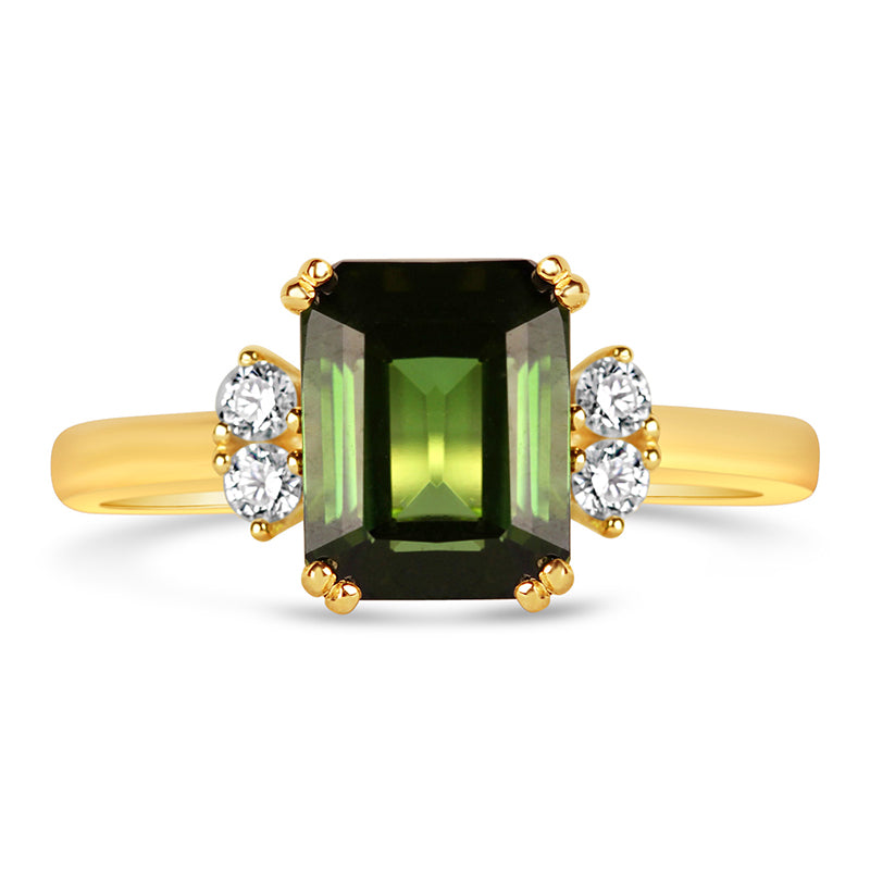 Green Tourmaline &amp; Diamond Ring