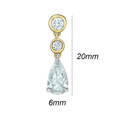 Pear &amp; Round Diamond Drop Earrings