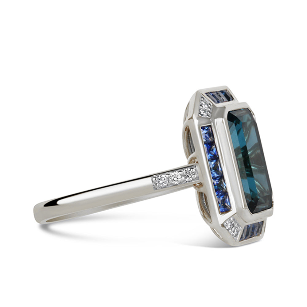 London Blue Topaz, Sapphire &amp; Diamond Ring