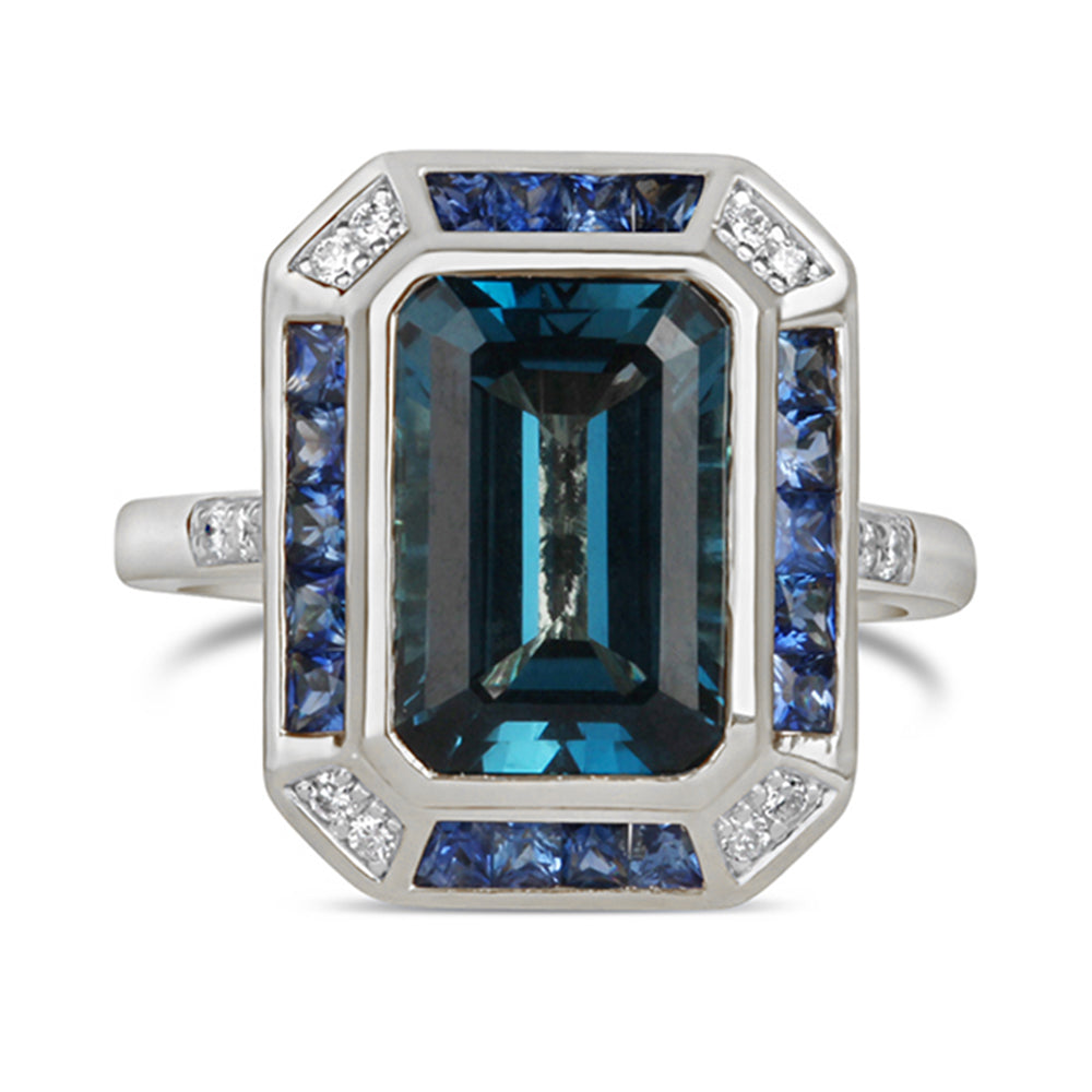 London Blue Topaz, Sapphire &amp; Diamond Ring