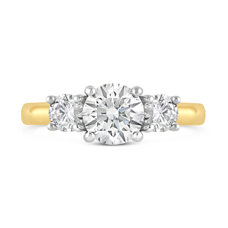 Round Brilliant Three Stone Engagement Ring 1.54ct