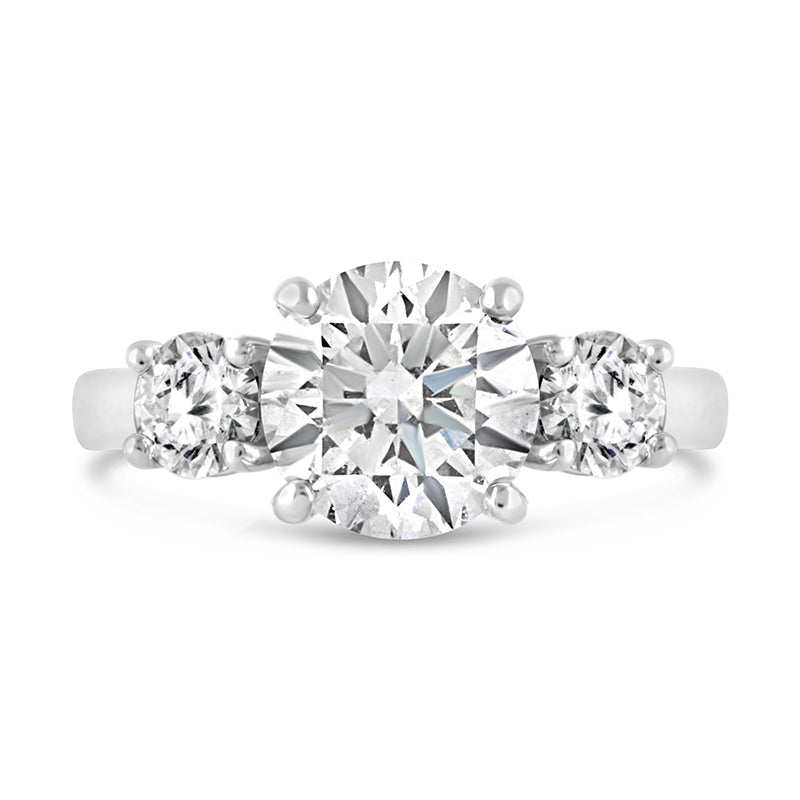 Round Brilliant Three Stone Engagement Ring 2.61ct