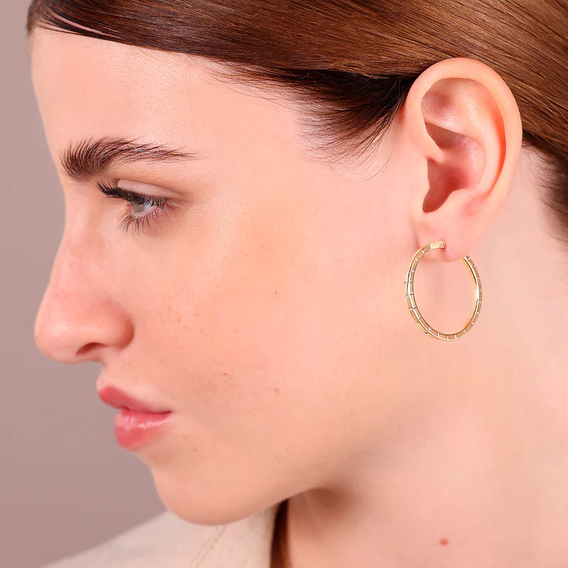 Round Lined Hoop Earrings