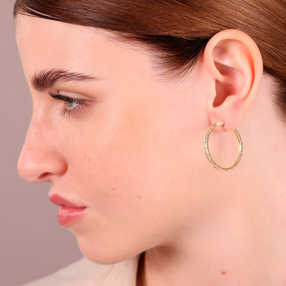 Round Lined Hoop Earrings