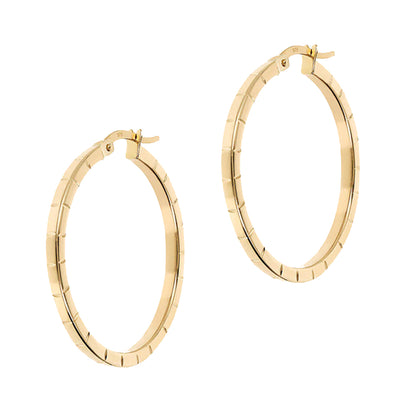 Round Lined Hoop Earrings