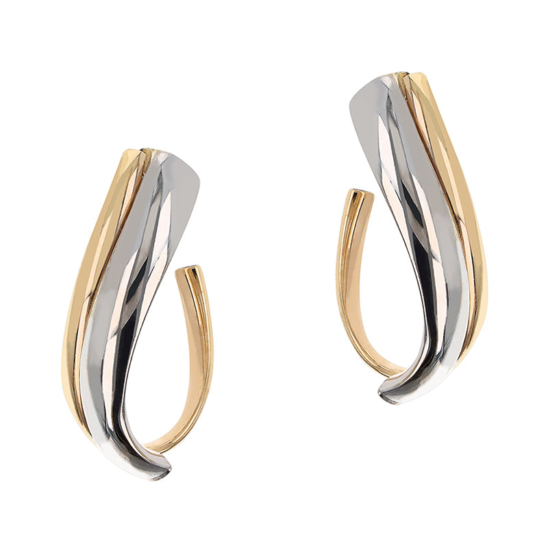 Two Toned Double Curves Hoop Earrings