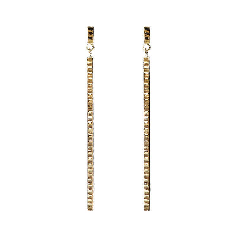 Diamond Cut Bar Drop Earrings