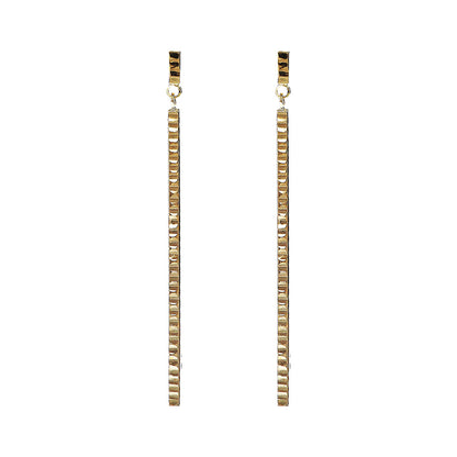 Diamond Cut Bar Drop Earrings