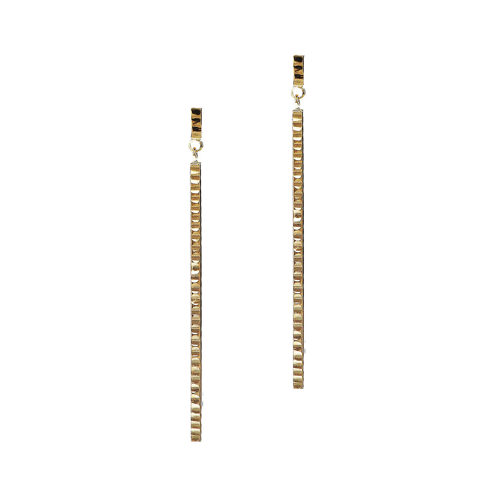 Diamond Cut Bar Drop Earrings