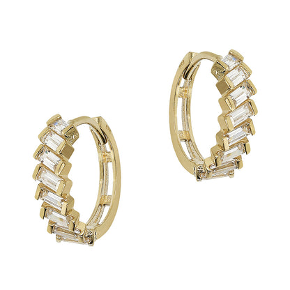 White Stone Hoop Earrings