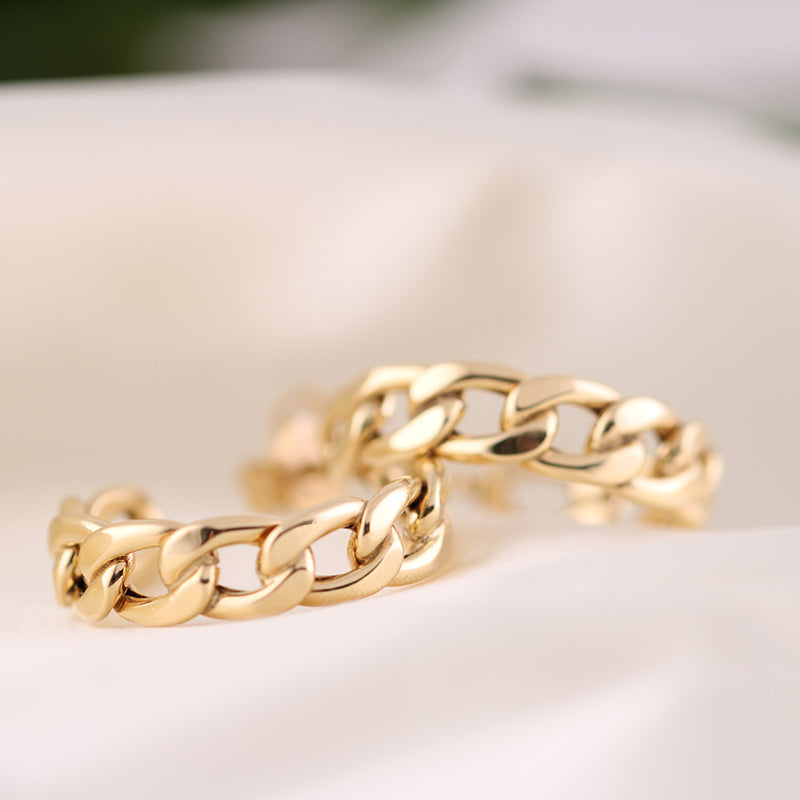 Curb Chain Link Hoop Earrings