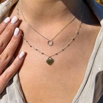 Heart Pendant &amp; Beaded Chain Necklace