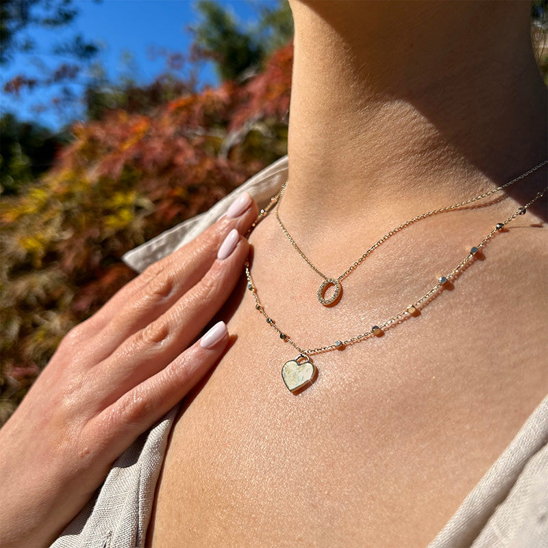 Heart Pendant &amp; Beaded Chain Necklace