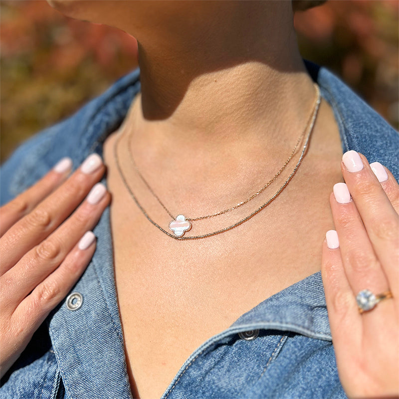 Microbead &amp; White Stone Charm Choker