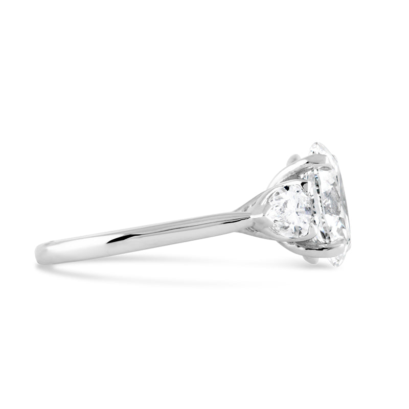 Oval &amp; Pear Three Stone Engagement Ring 3.42ct