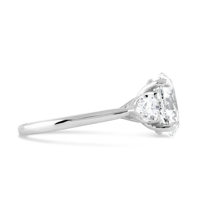 Oval &amp; Pear Three Stone Engagement Ring 3.42ct