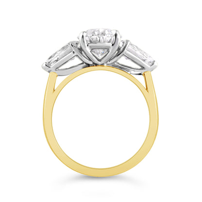 Oval &amp; Pear Three Stone Engagement Ring 3.93ct