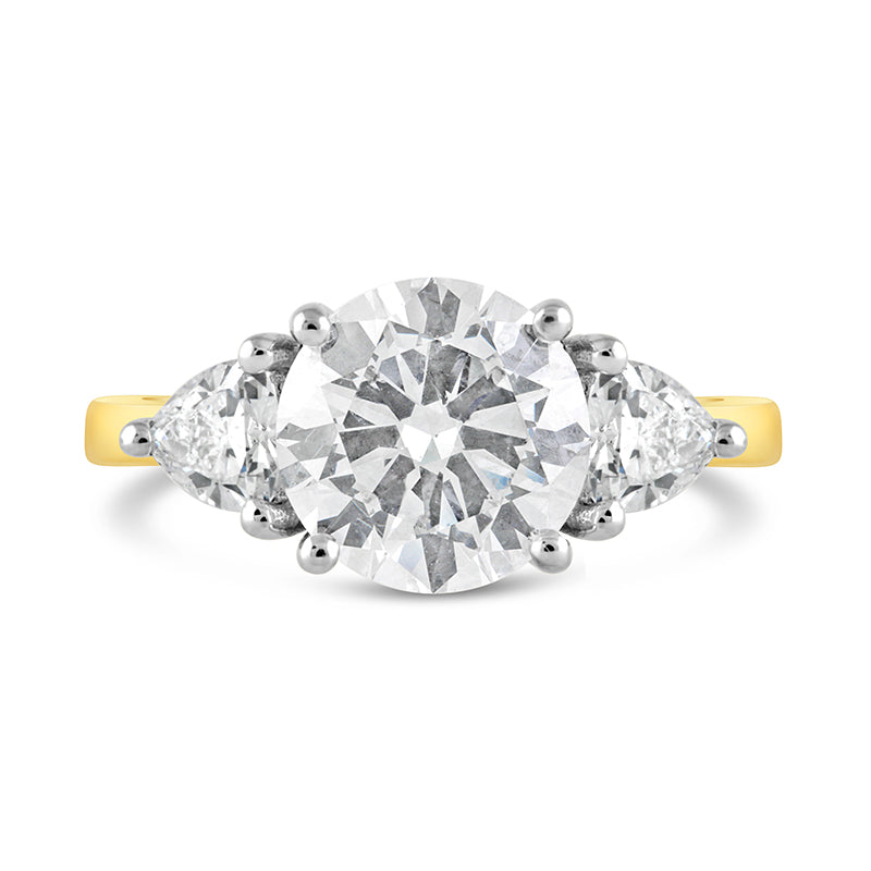 Round Brilliant &amp; Trillion Three Stone Engagement Ring 3.71ct