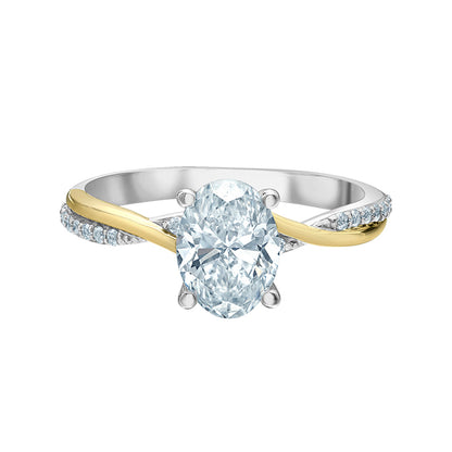 Oval Twist Band Solitaire Engagement Ring 1.63ct