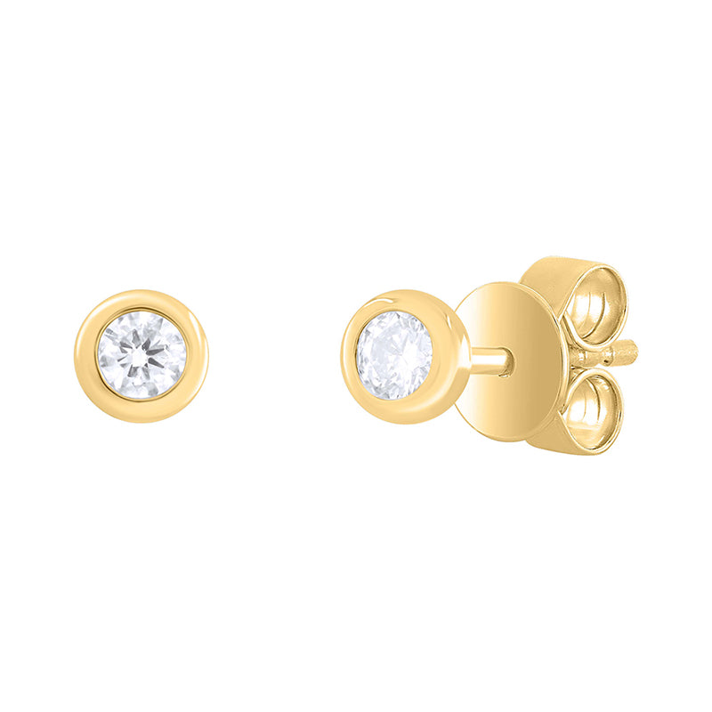 Bezel Diamond Solitaire Stud Earrings 0.15ct