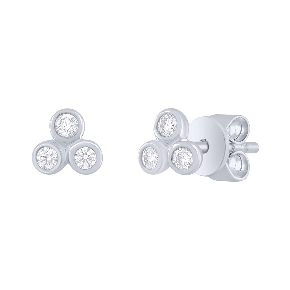 Triple Bezel Diamond Stud Earrings 0.13ct