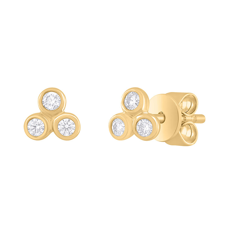 Triple Bezel Diamond Earrings 0.13ct