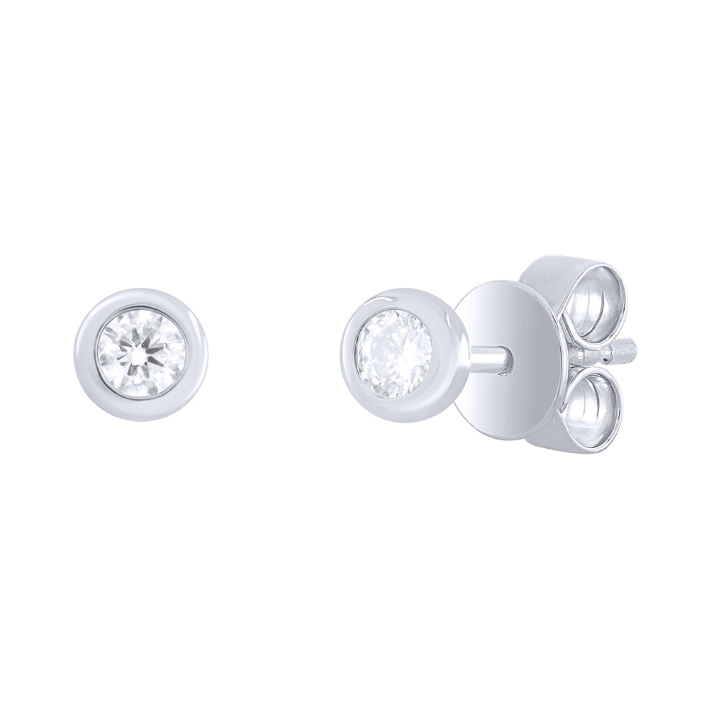 Bezel Diamond Solitaire Stud Earrings 0.15ct