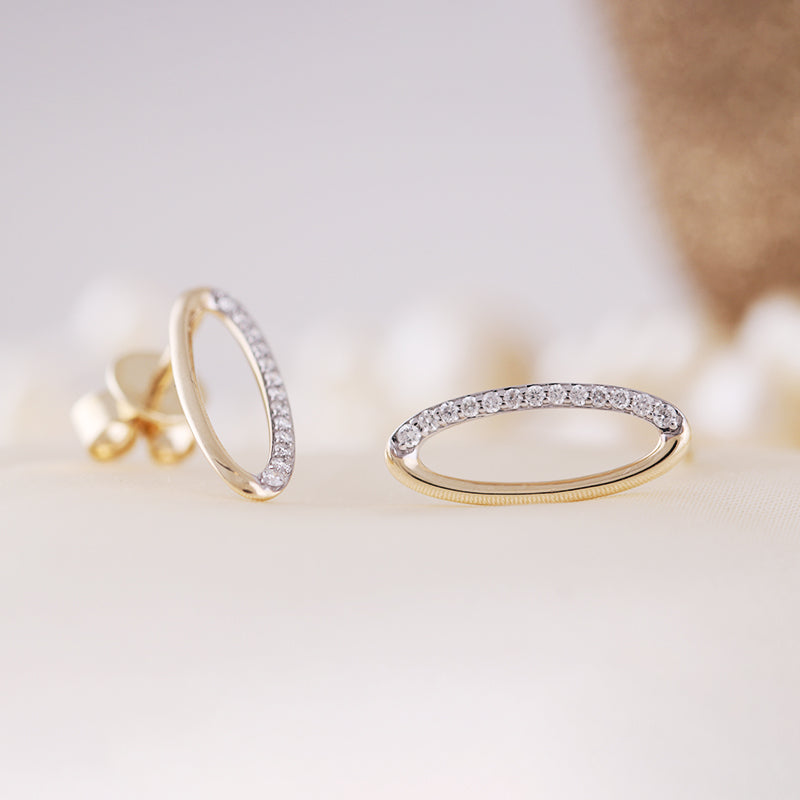 Oval Diamond Stud Earrings