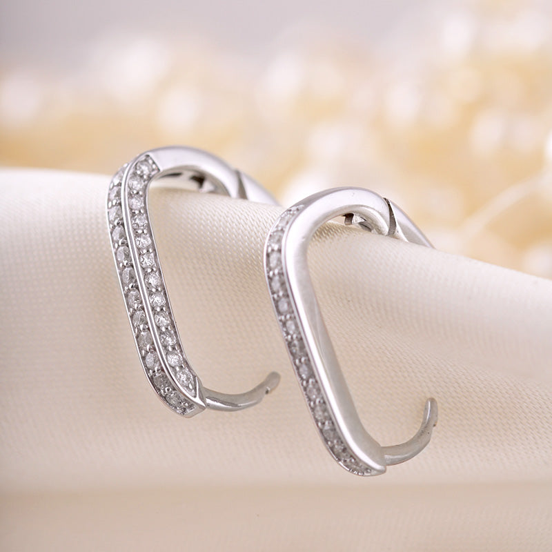 Oval Diamond Hoop Earrings