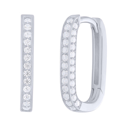 Oval Diamond Hoop Earrings