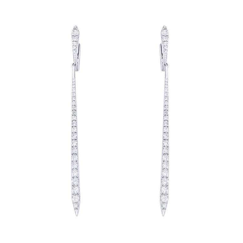 Diamond Hoop & Bar Drop Earrings