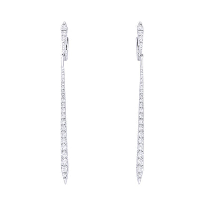 Diamond Hoop &amp; Bar Drop Earrings