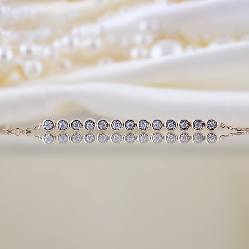 Bezel Diamonds &amp; Chain Bracelet