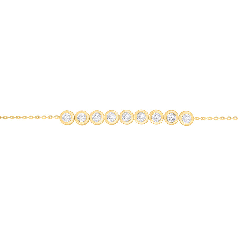 Bezel Diamonds &amp; Chain Bracelet