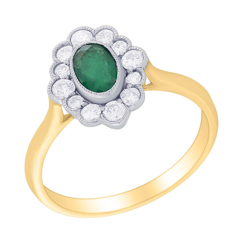 Vintage Style Emerald &amp; Diamond Ring