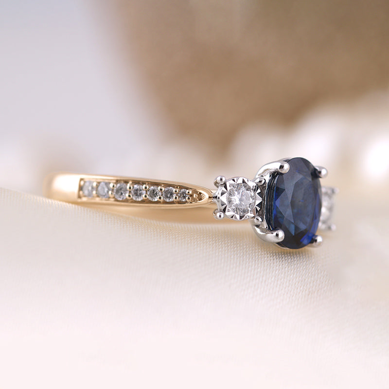 Sapphire &amp; Diamond Three Stone Ring