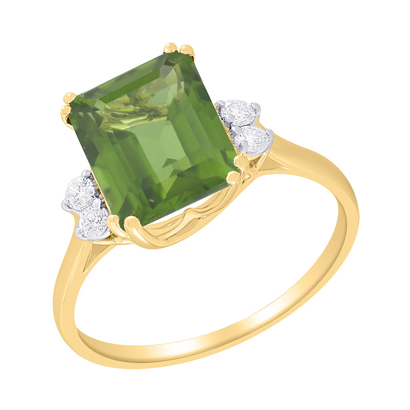 Green Tourmaline &amp; Diamond Ring