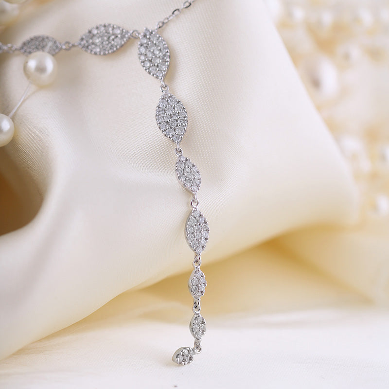 Asymmetrical Marquise Diamond Drop Necklace