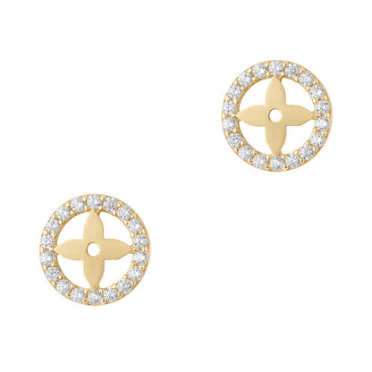 White Stone Circle &amp; Flower Stud Earrings