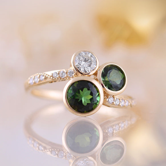 Green Tourmaline & Diamond Ring