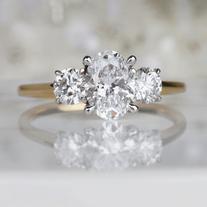 Oval Round Diamond Three Stone Engagement Ring – Rocks