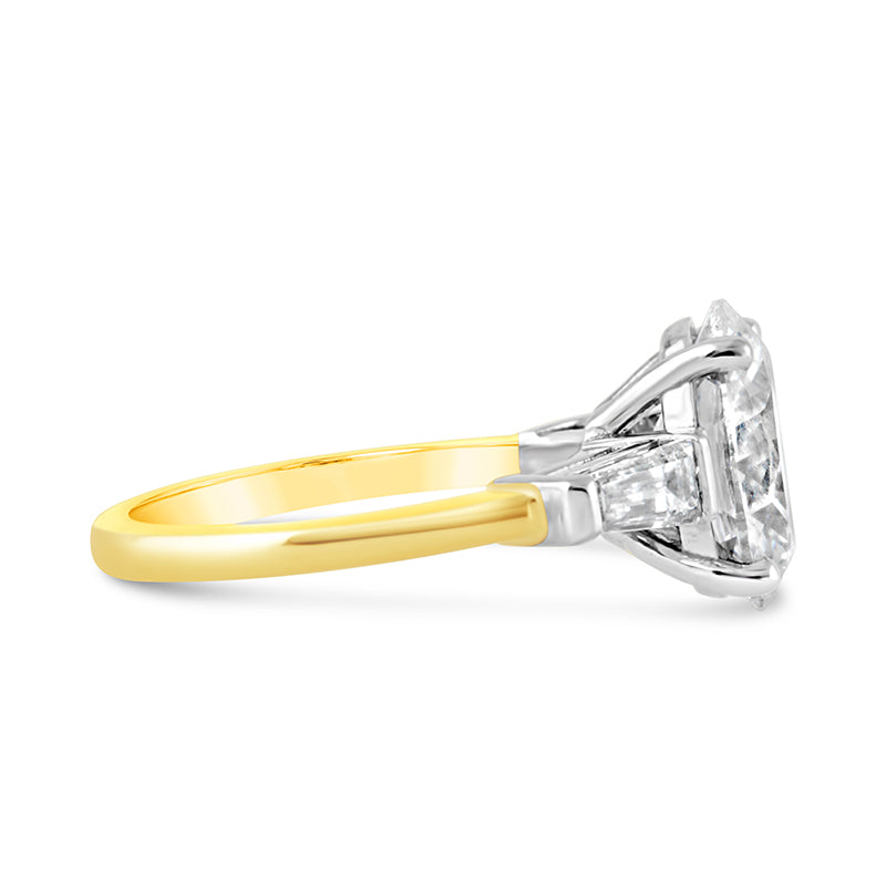 Oval &amp; Baguette Cut Engagement Ring 3.64ct